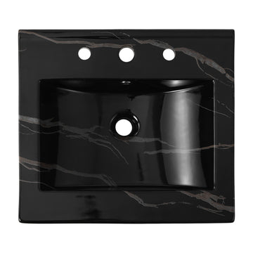 Ancillary 3-Hole 20 in. W x 18.25 in. D Classic Contemporary Rectangular Ceramic Single Sink Basin Vanity Top - JONATHAN Y